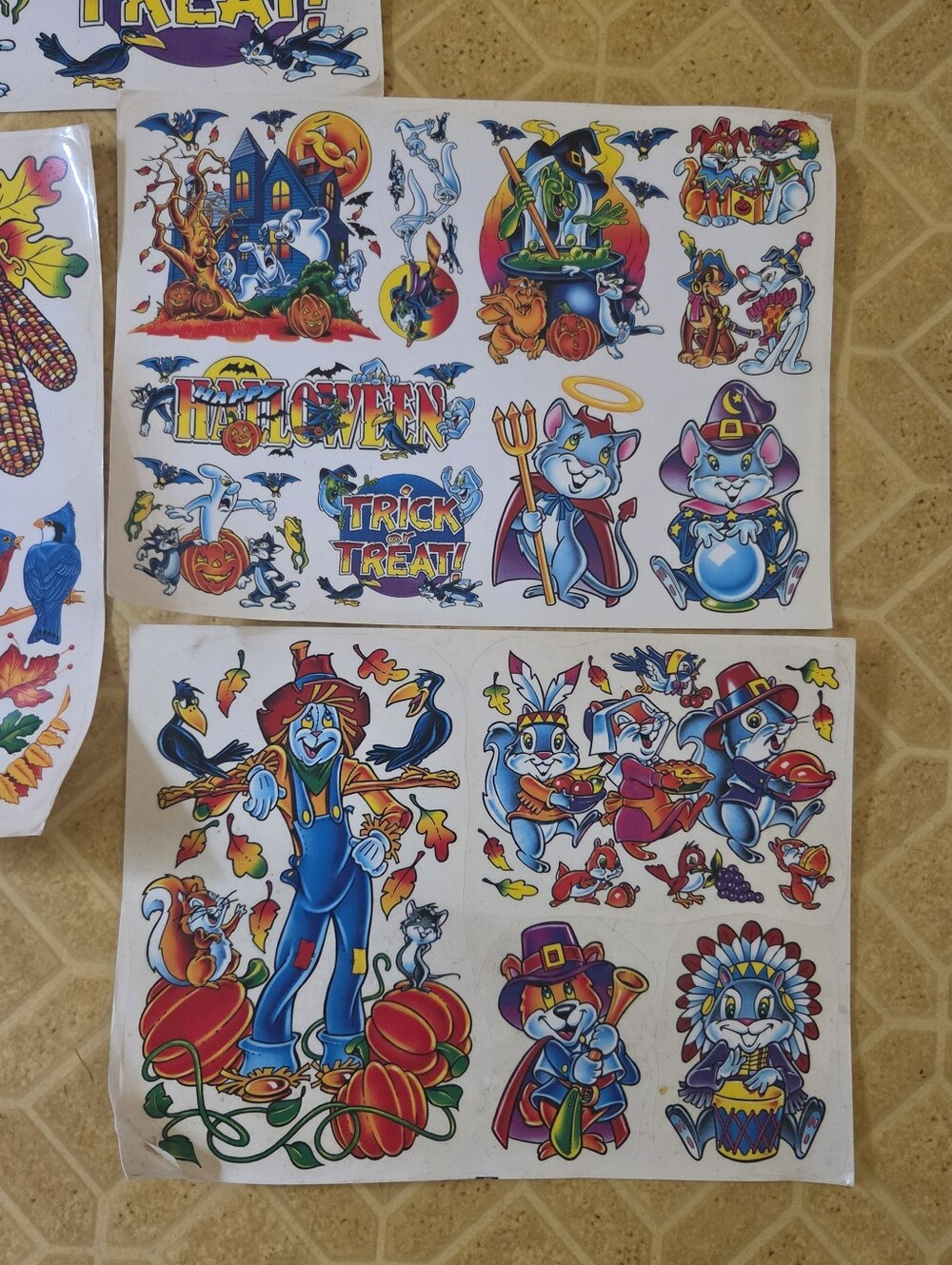 Vintage Halloween Thanksgiving Window Clings Ghost Witch Cat Pumpkin Lot Of 6 - Picture 6 of 12